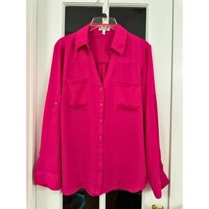 EXPRESS Neon Berry Portofino Shirt (Size L)